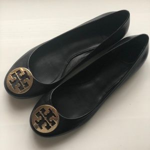 Tory Burch Reva Leather Ballerina Flat, Black
